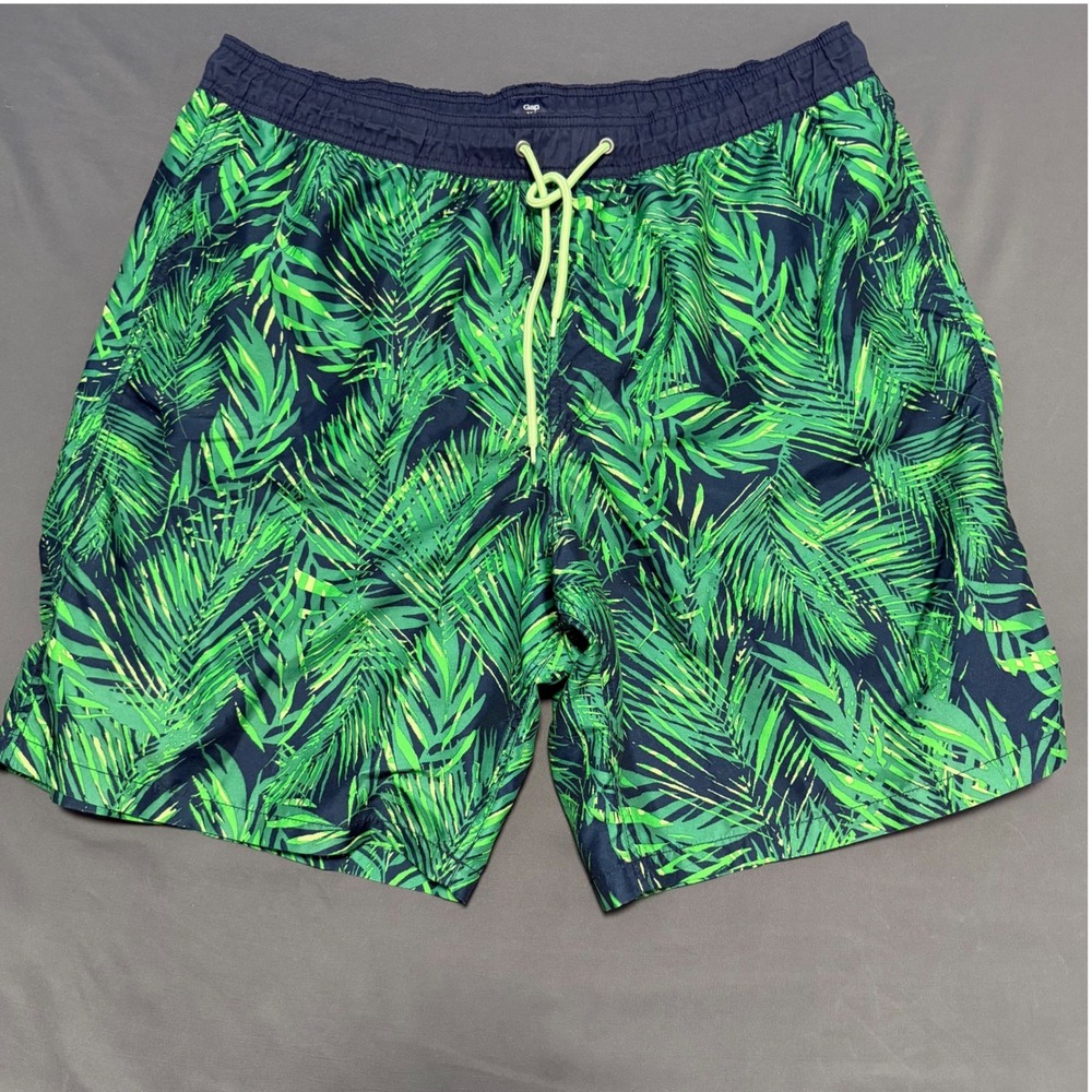 Gap Swim Trunks Mens XXL Green Navy Tropical Palm Leaf